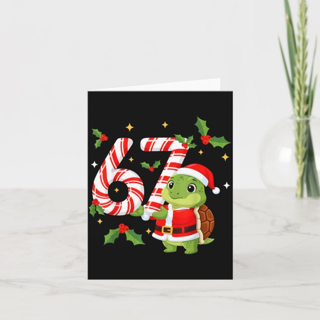 Funny 67 Meme Turtle Christmas Pjm Men Women Famil Karte (Vorderseite)