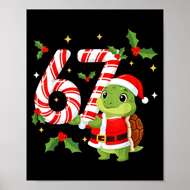 Funny 67 Meme Turtle Christmas Pjm Men Women Famil Poster (Vorne)