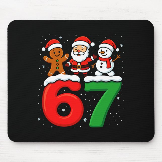 Funny 67 Meme Xmas Six Seven Santa Snowman Christm Mousepad (Vorne)