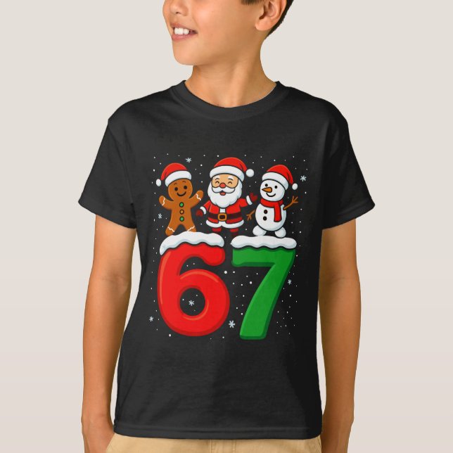 Funny 67 Meme Xmas Six Seven Santa Snowman Christm T-Shirt (Vorderseite)