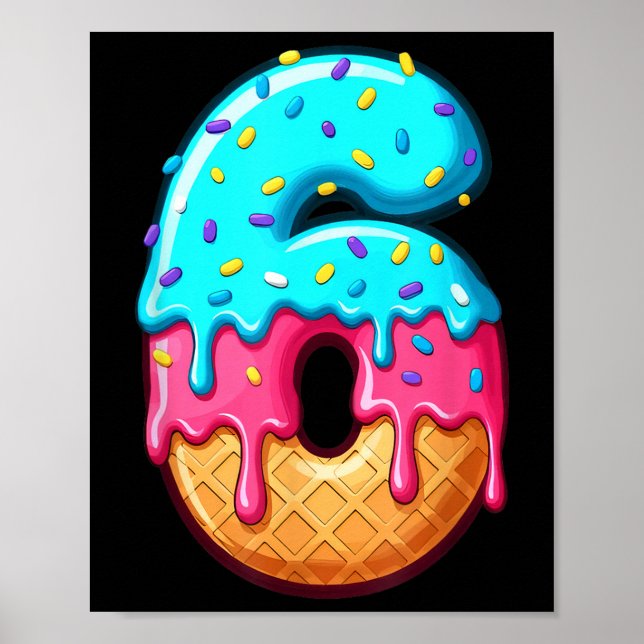 Funny 67 Number 6 Ice Cream Drip Meme Matching Gro Poster (Vorne)