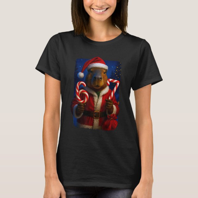 Funny 67 Santa Capyra Six Seven Ironic Christmas M T-Shirt (Vorderseite)