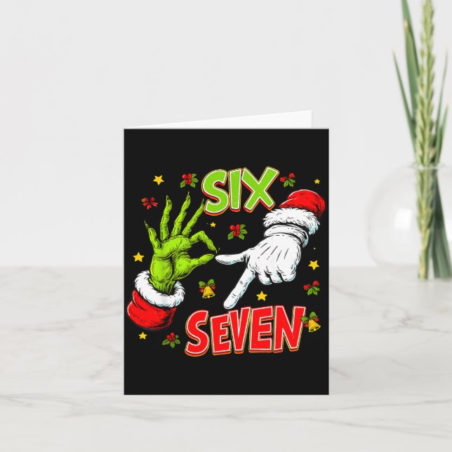 Funny 67 Santa Hand Christmas Six Seven Meme Teens Karte (Vorderseite)