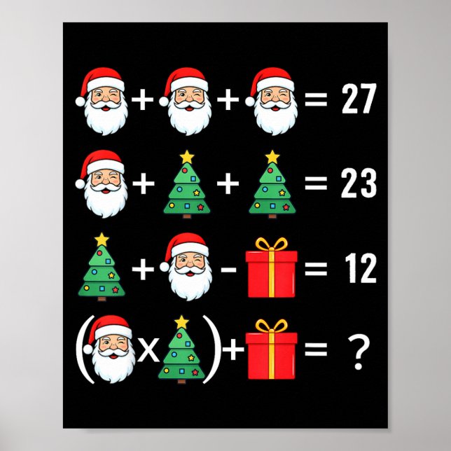 Funny 67 Santa Tree Math Teacher Christmas Xmas Hu Poster (Vorne)