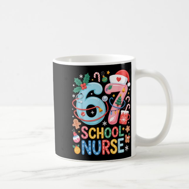 Funny 67 School Nurse Christmas Xmas Meme Holiday  Kaffeetasse (Rechts)