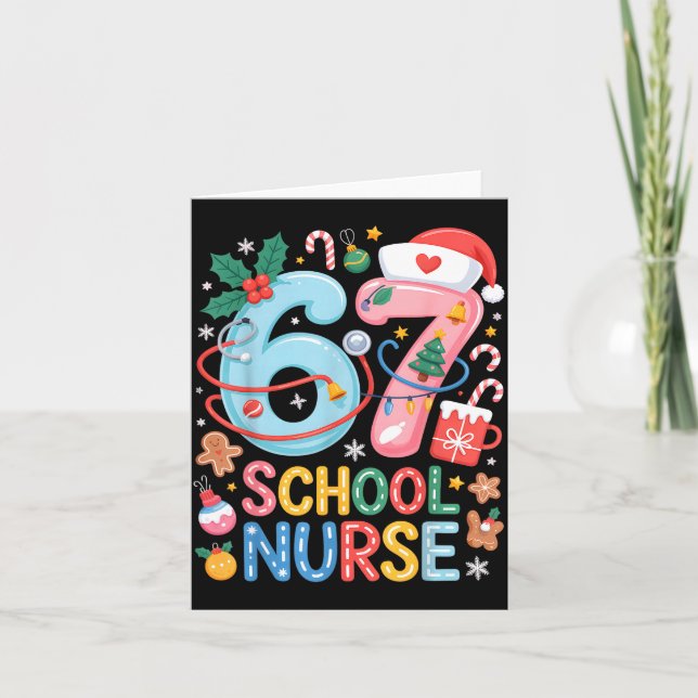 Funny 67 School Nurse Christmas Xmas Meme Holiday  Karte (Vorderseite)