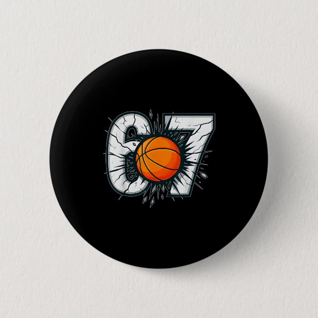 Funny 67 Six Seven Basketball 6 7 Meme Gen Alpha  Button (Vorderseite)