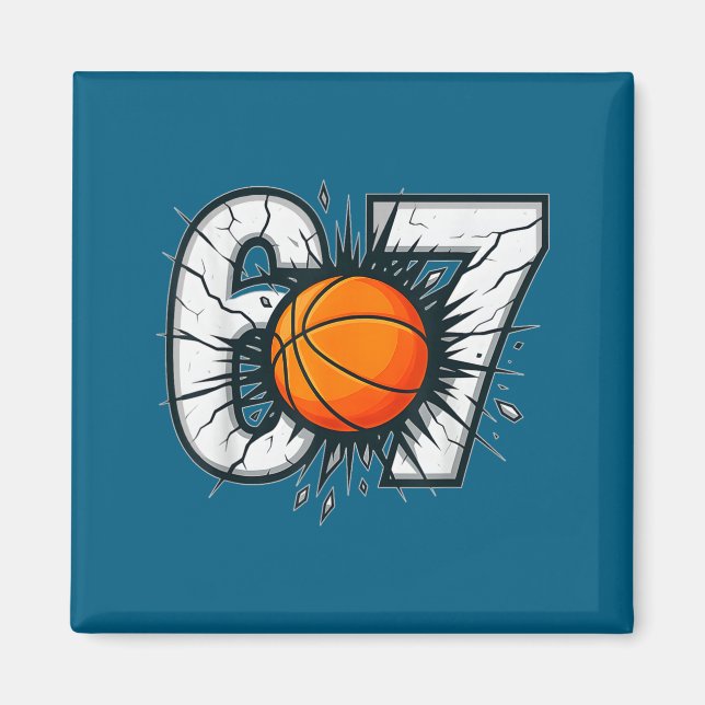 Funny 67 Six Seven Basketball 6 7 Meme Gen Alpha  Magnet (Vorne)