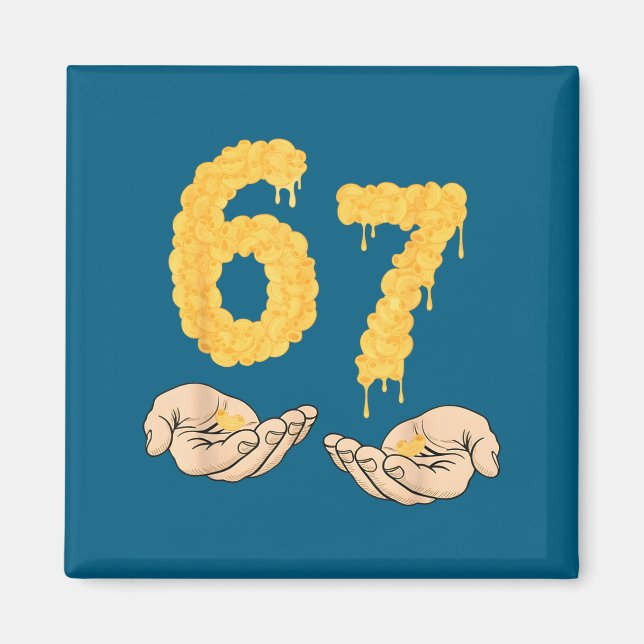 Funny 67 Six Seven Cheesy Mac &amp; Cheese 6 7 Kid Magnet (Vorne)