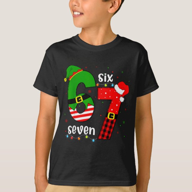 Funny 67 Six Seven Christmas Boys Girls Kids Teens T-Shirt (Vorderseite)