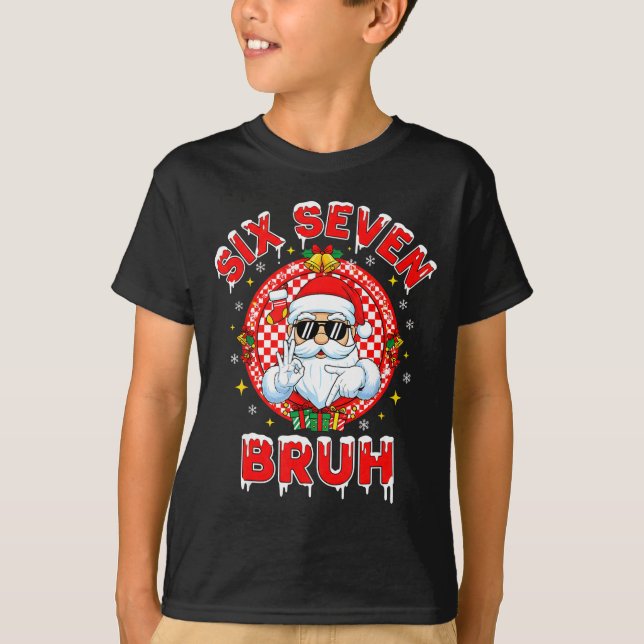 Funny 67 Six Seven Christmas Bruh Santa Kids Boys  T-Shirt (Vorderseite)