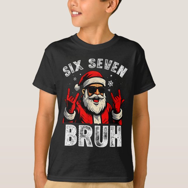 Funny 67 Six Seven Christmas Bruh Santa Kids Boys  T-Shirt (Vorderseite)