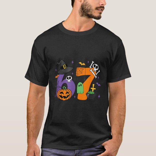 Funny 67 Six Seven Halloween Meme Gen Alpha  T-Shirt (Vorderseite)
