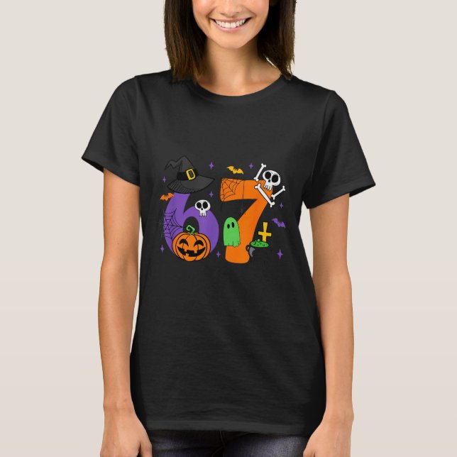 Funny 67 Six Seven Halloween Meme Gen Alpha  T-Shirt (Vorderseite)