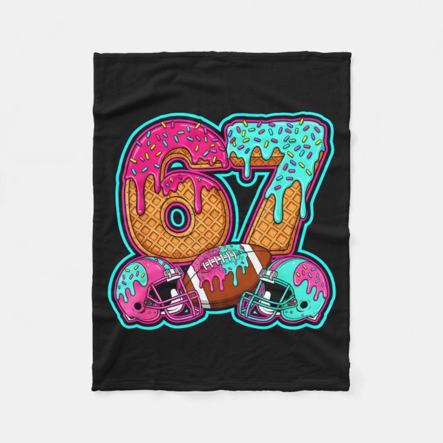 Funny 67 Six Seven Meme American Football Number # Fleecedecke (Vorderseite)