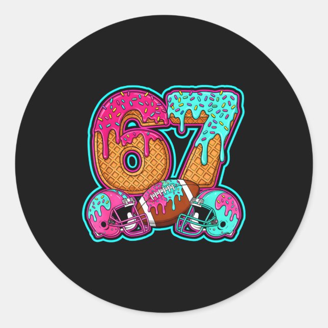 Funny 67 Six Seven Meme American Football Number # Runder Aufkleber (Vorderseite)