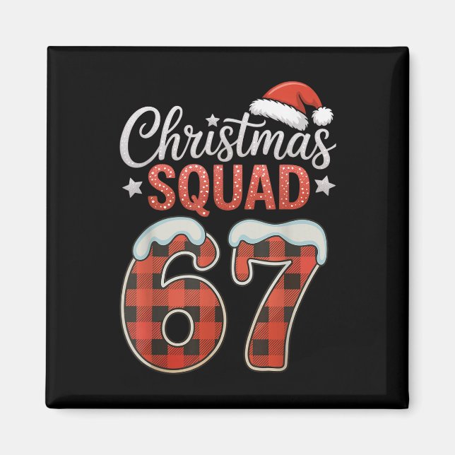 Funny 67 Six Seven Meme Brainrot 67 Christmas Squa Magnet (Vorne)