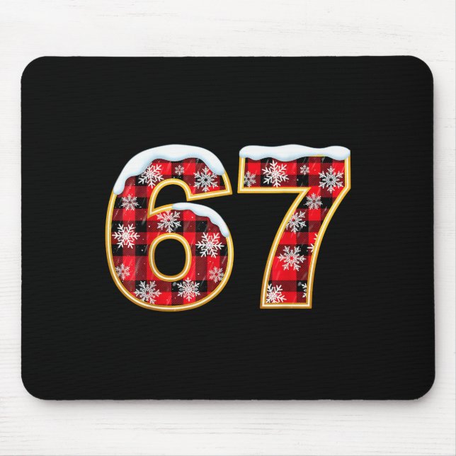 Funny 67 Six Seven Meme Brainrot Cringe Christmas  Mousepad (Vorne)