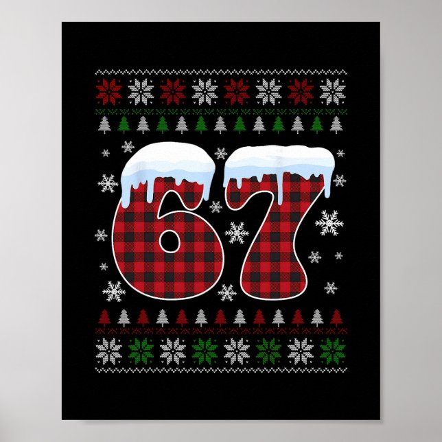 Funny 67 Six Seven Meme Brainrot Cringe Christmas  Poster (Vorne)