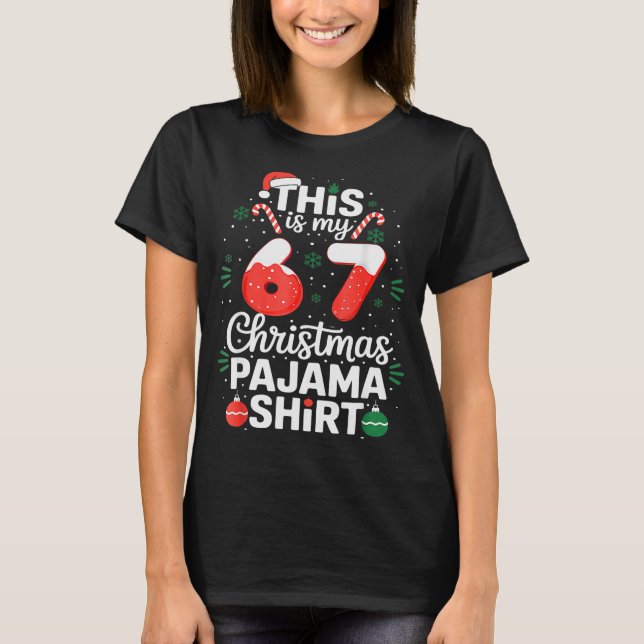 Funny 67 Six Seven Meme Brainrot Cringe Christmas  T-Shirt (Vorderseite)