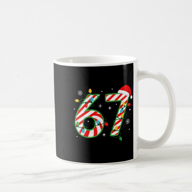 Funny 67 Six Seven Meme Christmas Santa Hat Family Kaffeetasse (Rechts)