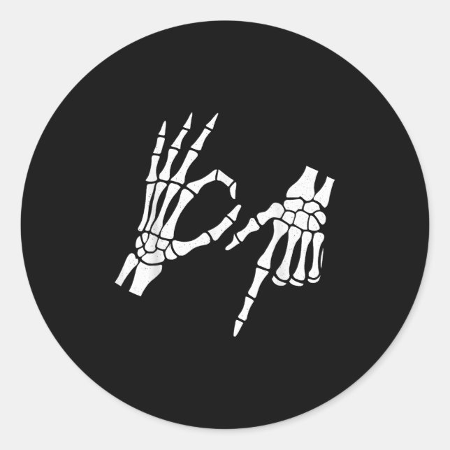 Funny 67 Six Seven Meme Halloween Skeleton Hands Runder Aufkleber (Vorderseite)