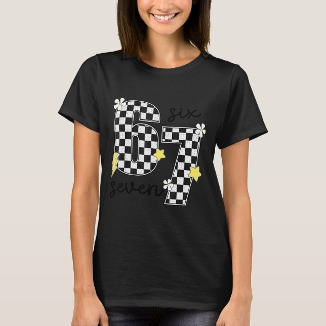 Funny 67 Six Seven Meme Slang 6-7 Checkered Number T-Shirt (Vorderseite)