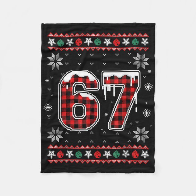 Funny 67 Six Seven Squad Meme Christmas Ugly Sweat Fleecedecke (Vorderseite)