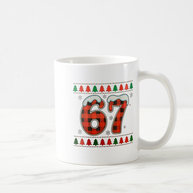 Funny 67 Six Seven Squad Meme Christmas Ugly Sweat Kaffeetasse (Rechts)