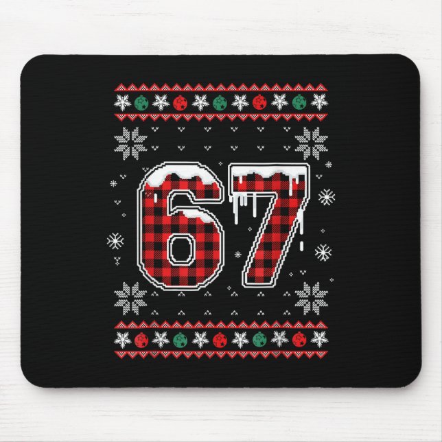 Funny 67 Six Seven Squad Meme Christmas Ugly Sweat Mousepad (Vorne)