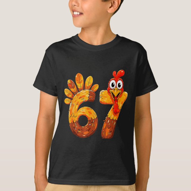 Funny 67 Thanksgiving 6 7 Meme Humor Turkey Kids M T-Shirt (Vorderseite)