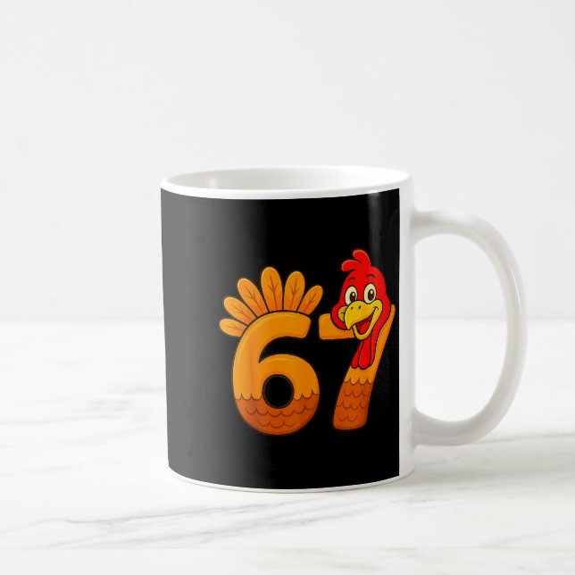 Funny 67 Thanksgiving Turkey Face 67 Number  Kaffeetasse (Rechts)