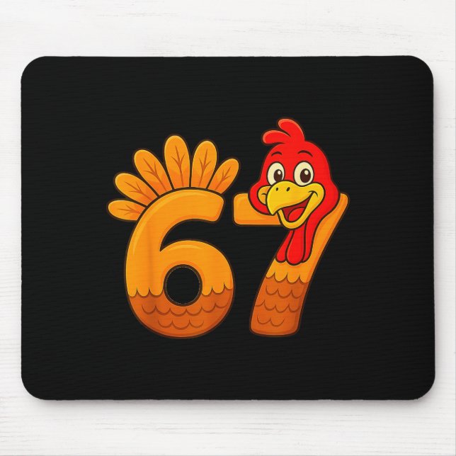 Funny 67 Thanksgiving Turkey Face 67 Number  Mousepad (Vorne)