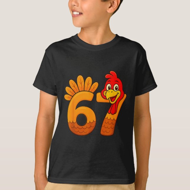 Funny 67 Thanksgiving Turkey Face 67 Number  T-Shirt (Vorderseite)