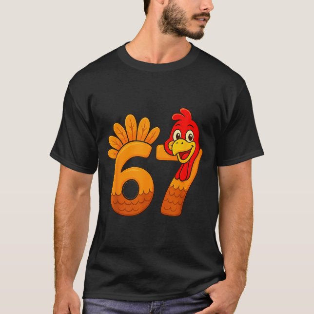 Funny 67 Thanksgiving Turkey Face 67 Number  T-Shirt (Vorderseite)