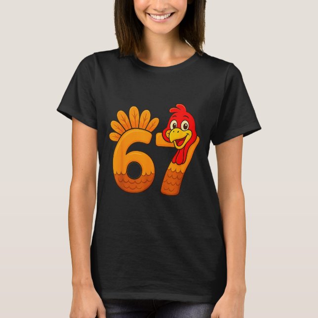 Funny 67 Thanksgiving Turkey Face 67 Number  T-Shirt (Vorderseite)