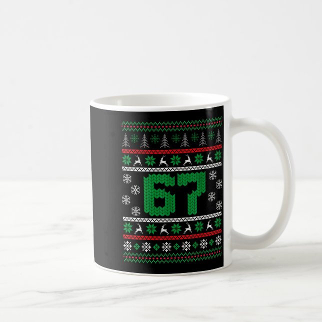 Funny 67 Ugly Christmas Sweater Six Seven Meme Mat Kaffeetasse (Rechts)