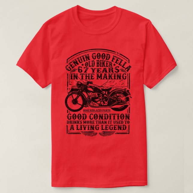 Funny 67 Years Old Biker Retro Style Classic Motor T-Shirt (Design vorne)