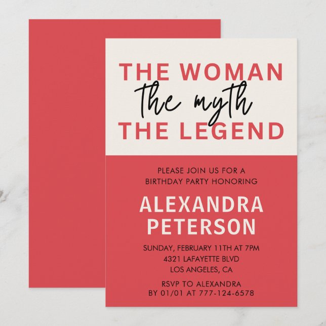 Funny 69. Geburtstag Einladungen Spaß Woman Myth (Vorne/Hinten)