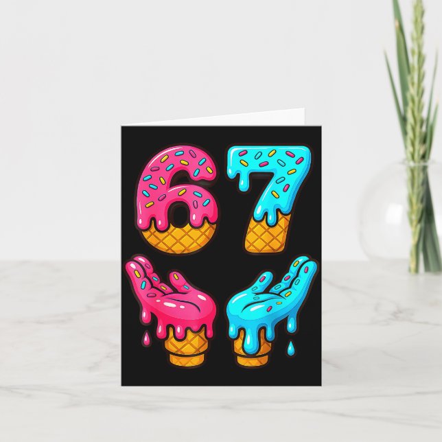 Funny 6 7 67 Six Seven Meme  Karte (Vorderseite)