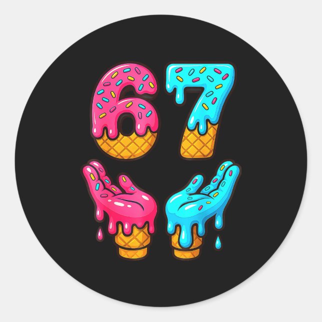 Funny 6 7 67 Six Seven Meme  Runder Aufkleber (Vorderseite)