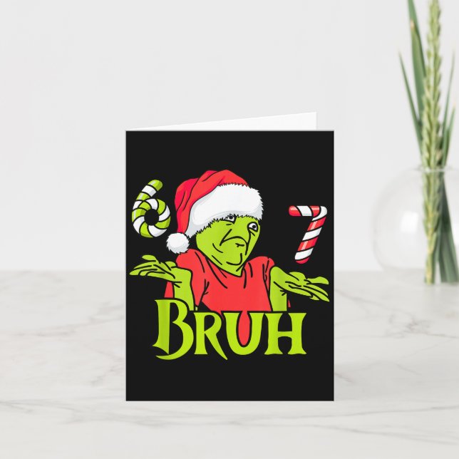 Funny 6 7 Bruh Merry Christmas Santa 67 Meme Men W Karte (Vorderseite)