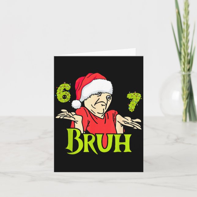 Funny 6 7 Bruh Merry Christmas Santa 67 Meme Men W Karte (Vorderseite)