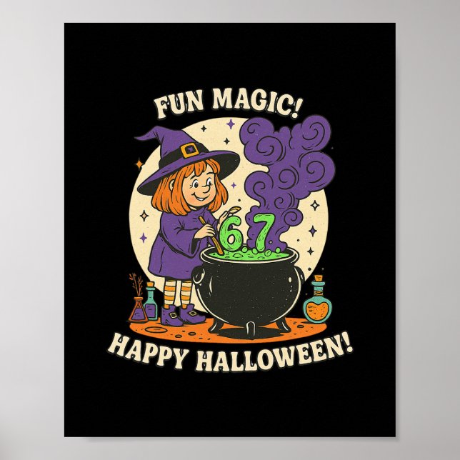 Funny 6 7 Halloween Costume Witch Cute Retro Fun M Poster (Vorne)