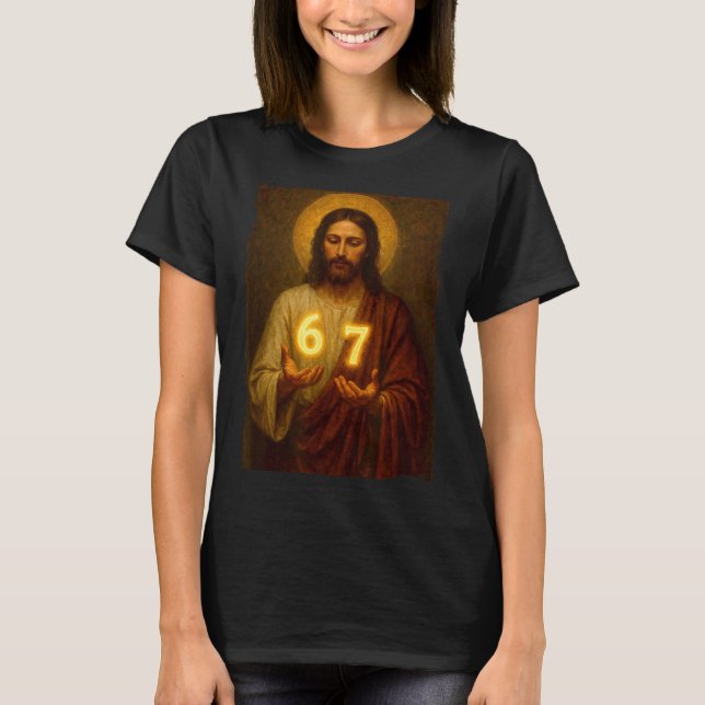 Funny 6 7 Jesus. Absurd Six Seven Meme, Weird Teen T-Shirt (Vorderseite)
