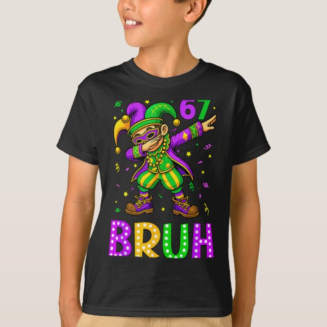 Funny 6 7 Mardi Gras Six Seven Dabbing Boy 67 Mard T-Shirt (Vorderseite)