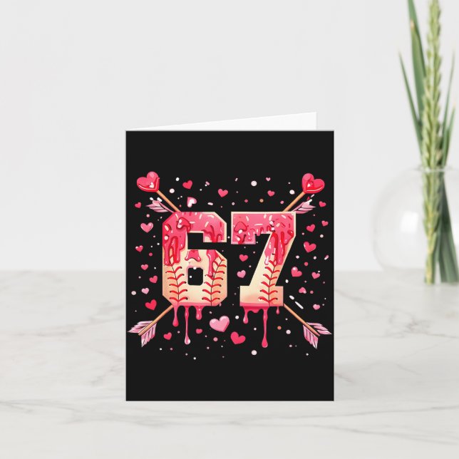 Funny 6 7 Melting Number Arrow Baseball Drip Valen Karte (Vorderseite)