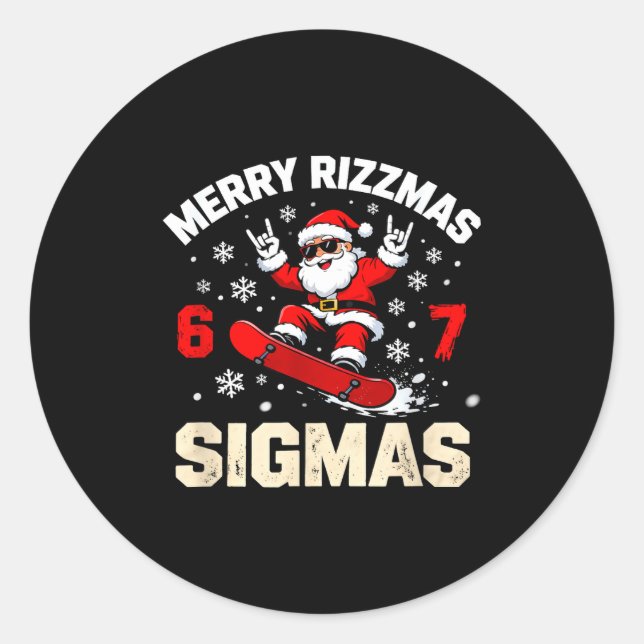 Funny 6-7 Meme Christmas Nice Naughty 67 Slang Tre Runder Aufkleber (Vorderseite)