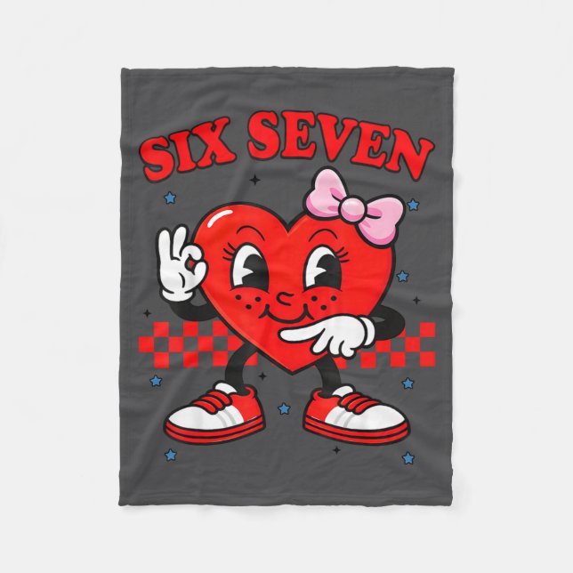 Funny 6 7 Meme Heart Six Seven 67 Valentine Couple Fleecedecke (Vorderseite)