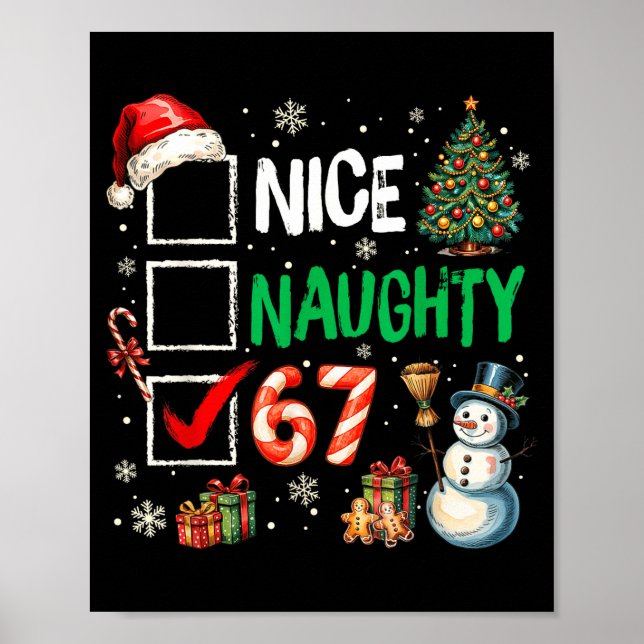 Funny 6-7 Meme Nice Naughty 67 Christmas Brain Rot Poster (Vorne)